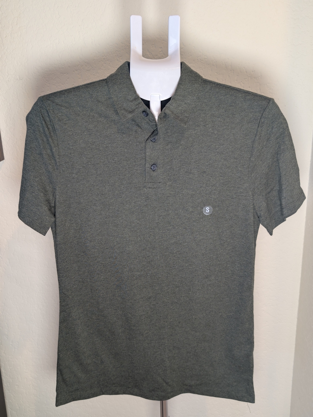 Men's Structure Short Sleeve Polo Shirt - Olive Green  Small Slim Fit NWOT